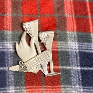 Vintage Women’s Wine Silver Tone High Heel Brooch